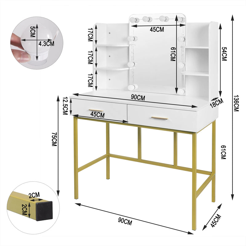 Bureaux de maquillages avec miroirs led       (1 couleurs)